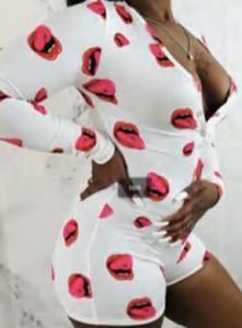 Pink and White Lip Onesie👄